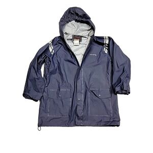 Vintage Stearns Dry Wear Full Zip Snap Blue Rain Jacket Women's XL 13-14